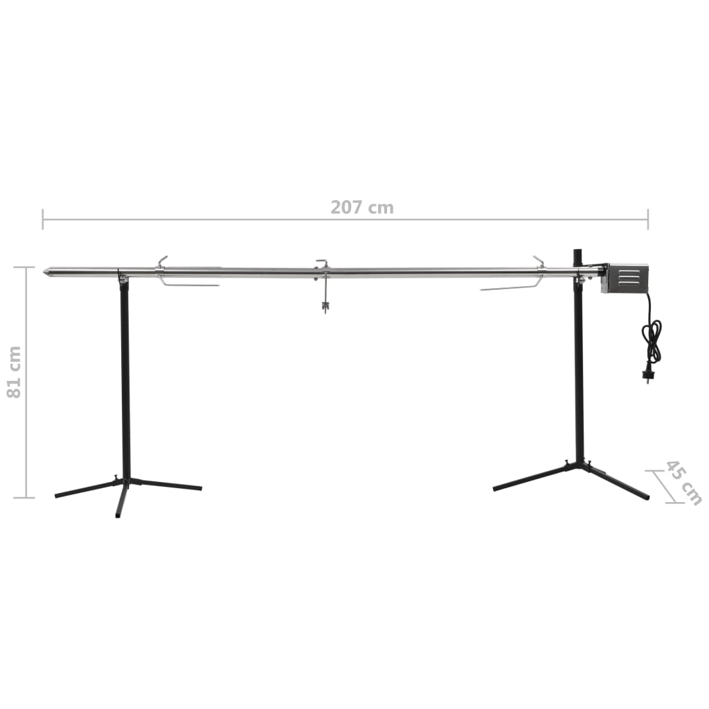Griglia Barbecue Automatica con Motore in Acciaio 207x45x81cm