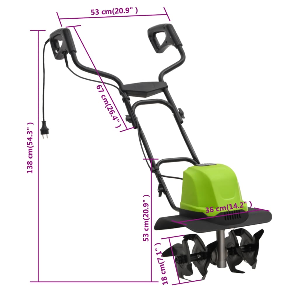 Fresa da Giardino Elettrica con 4 Lame 800 W