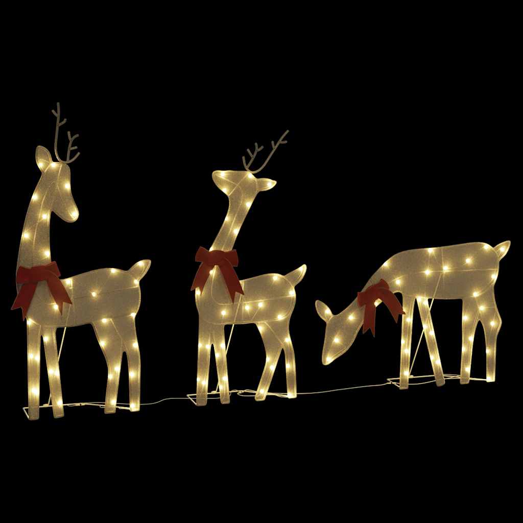Decorazione Natalizia Renna 3 pz 90 LED Bianco Caldo