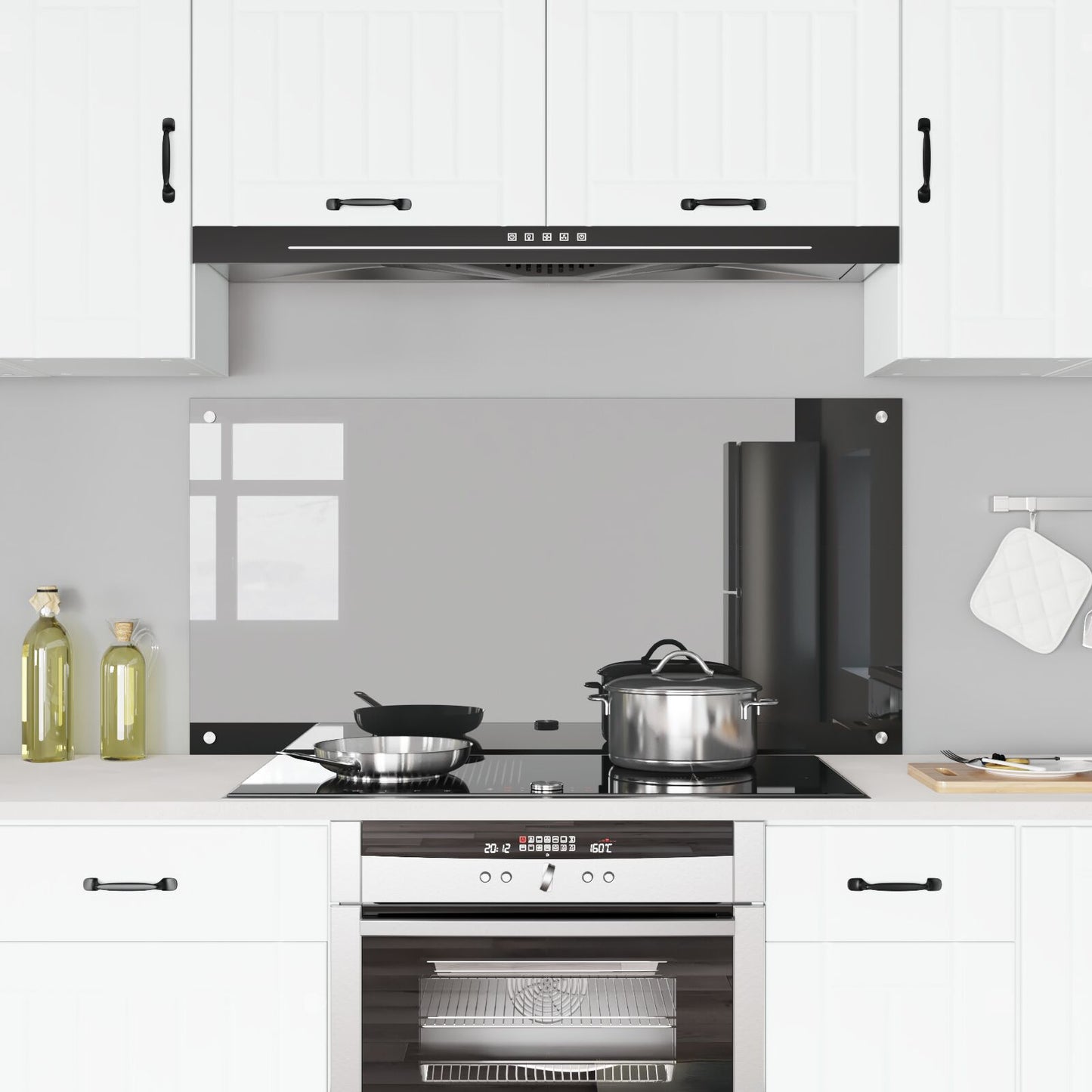 Rivestimento per Cucina Grigio Scuro 120x60x0,6 cm in Vetro Temperato